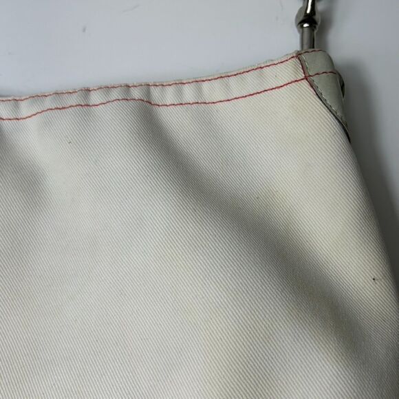 Coach #7459 Rare Ltd Ed Ivory Canvas Sage Leather Striped Strap Large Hobo Bag - Picture 4 of 15